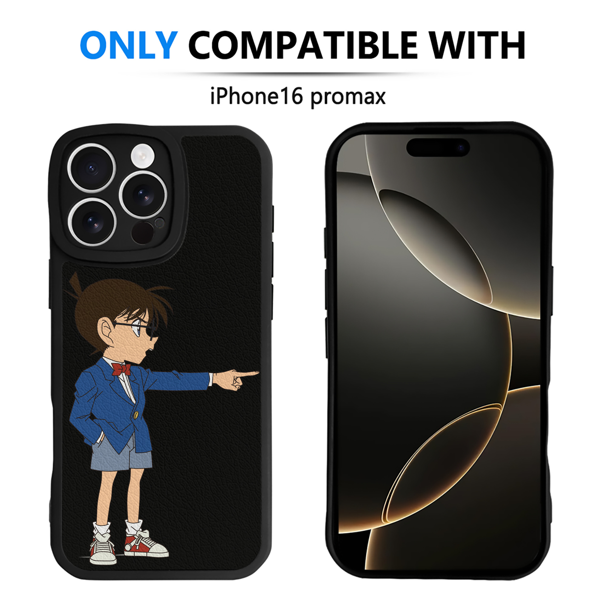 （画像用） 名探偵コナン 江戸川 コナン Detective Conan Conan Edogawa 【iPhone 16シリーズ対応】シリコンスマホケース（レザー調） 材質：シリコン